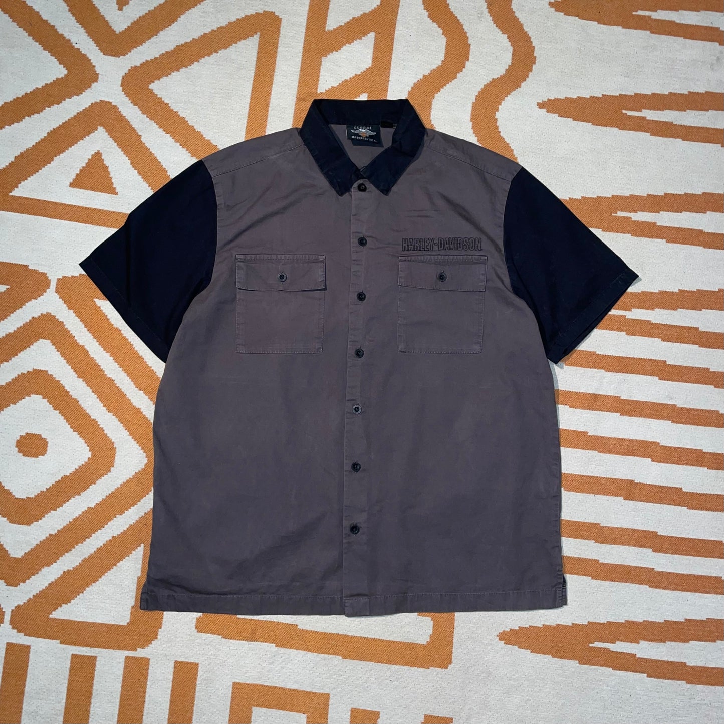 Harley Davidson 00s Embroidered Shield Shirt L