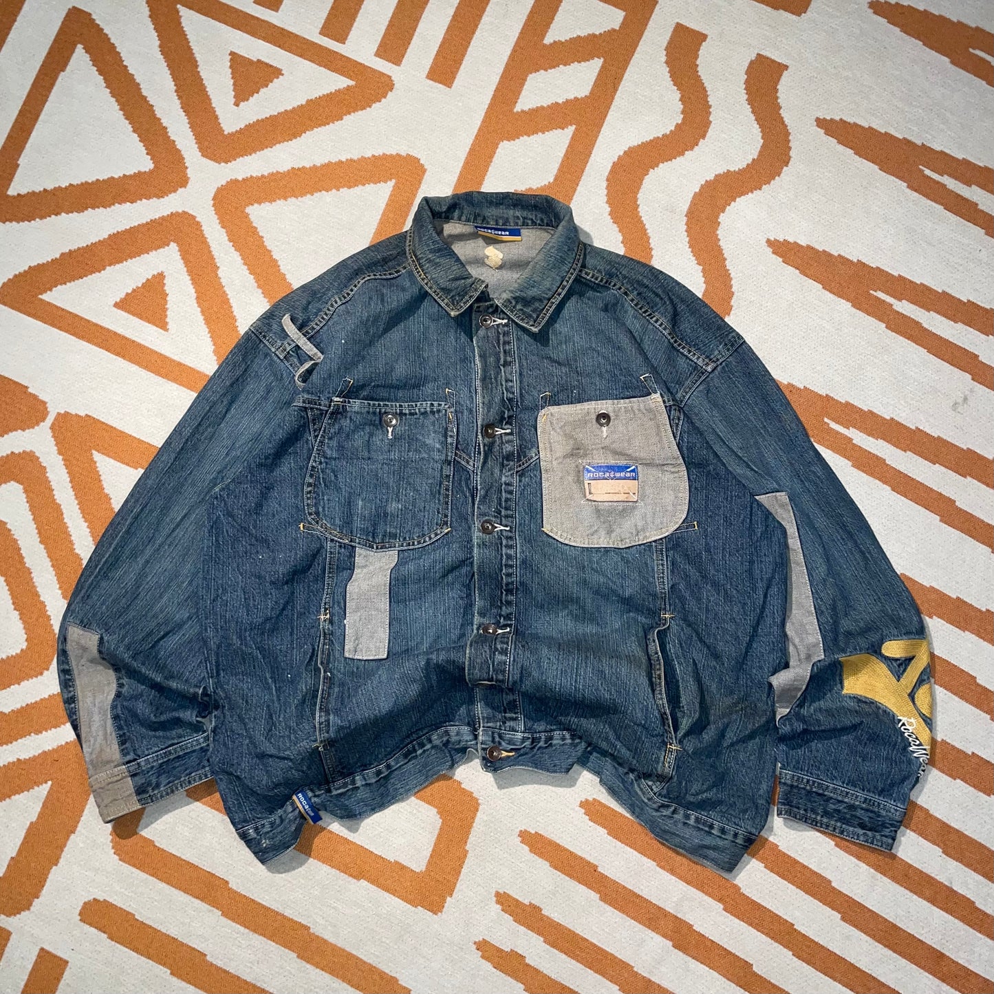 Rocawear 00s Denim Embroidered Jacket XL