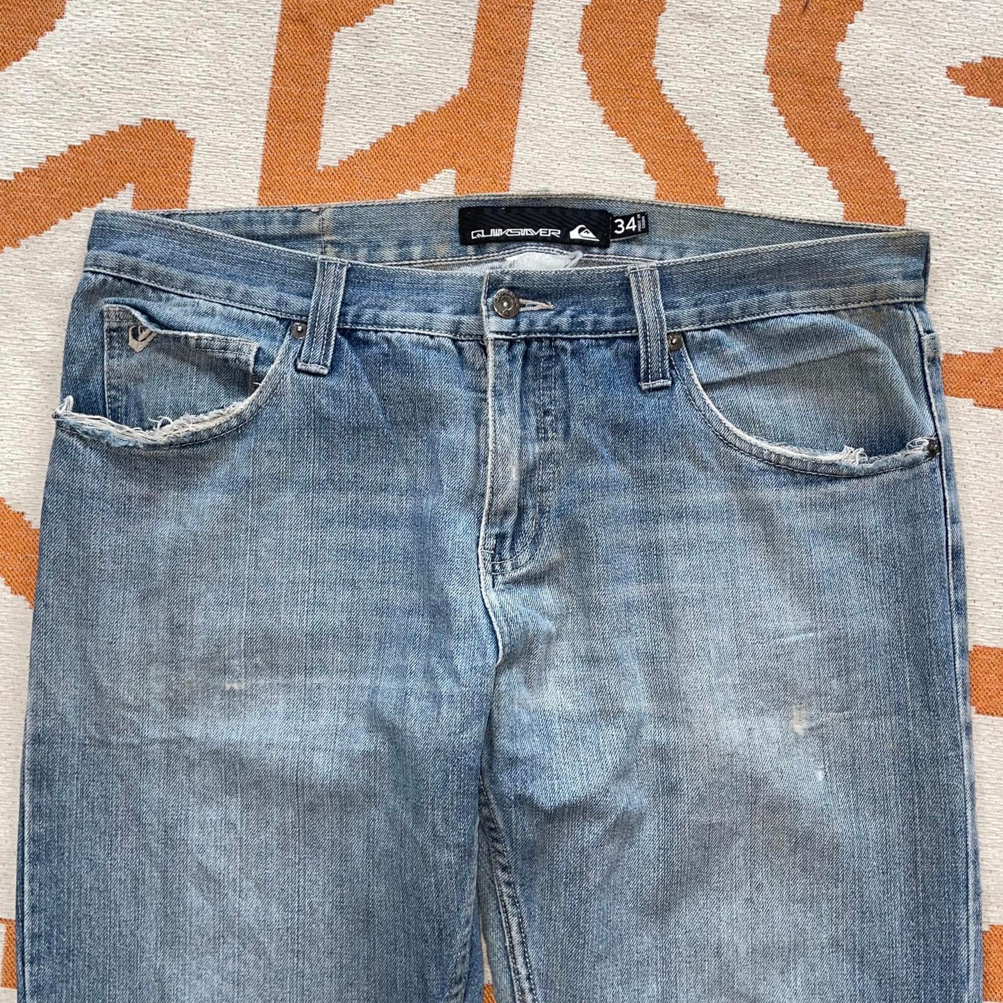 Quiksilver 00s Printed Baggy Jeans 34x32