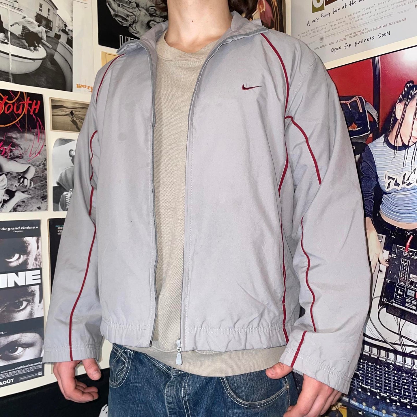 Nike 00s Grey/Red Track Jacket M