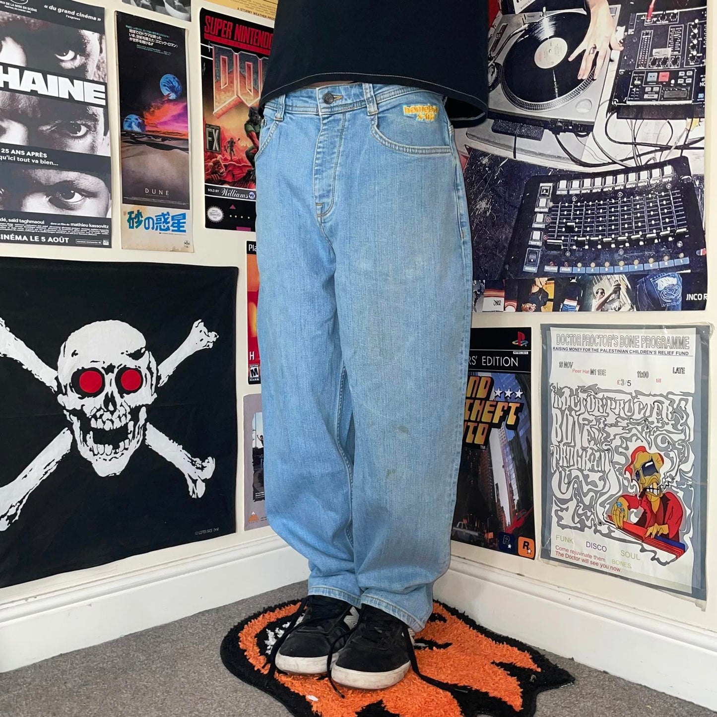 Homeboy 00s Embroidered Baggy Jeans 28x30