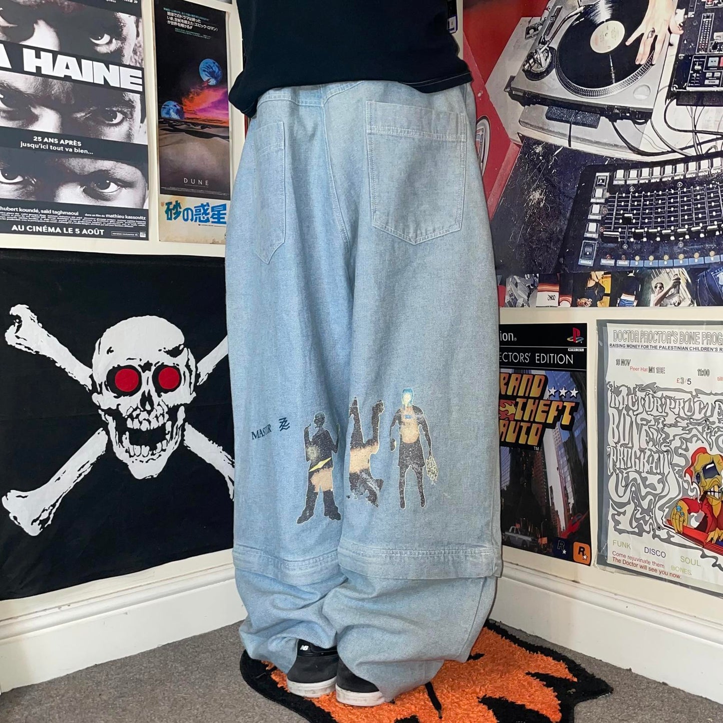 Zodum 90s Zipoff Printed Breakdance Jeans 42x32
