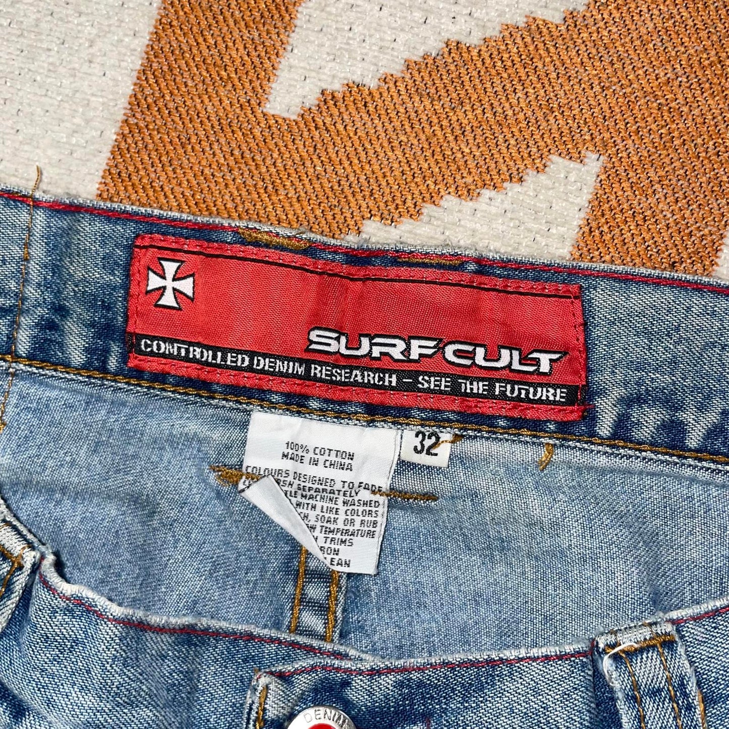 Surf Cult 90s Embroidered Baggy Cross Jeans 32x30