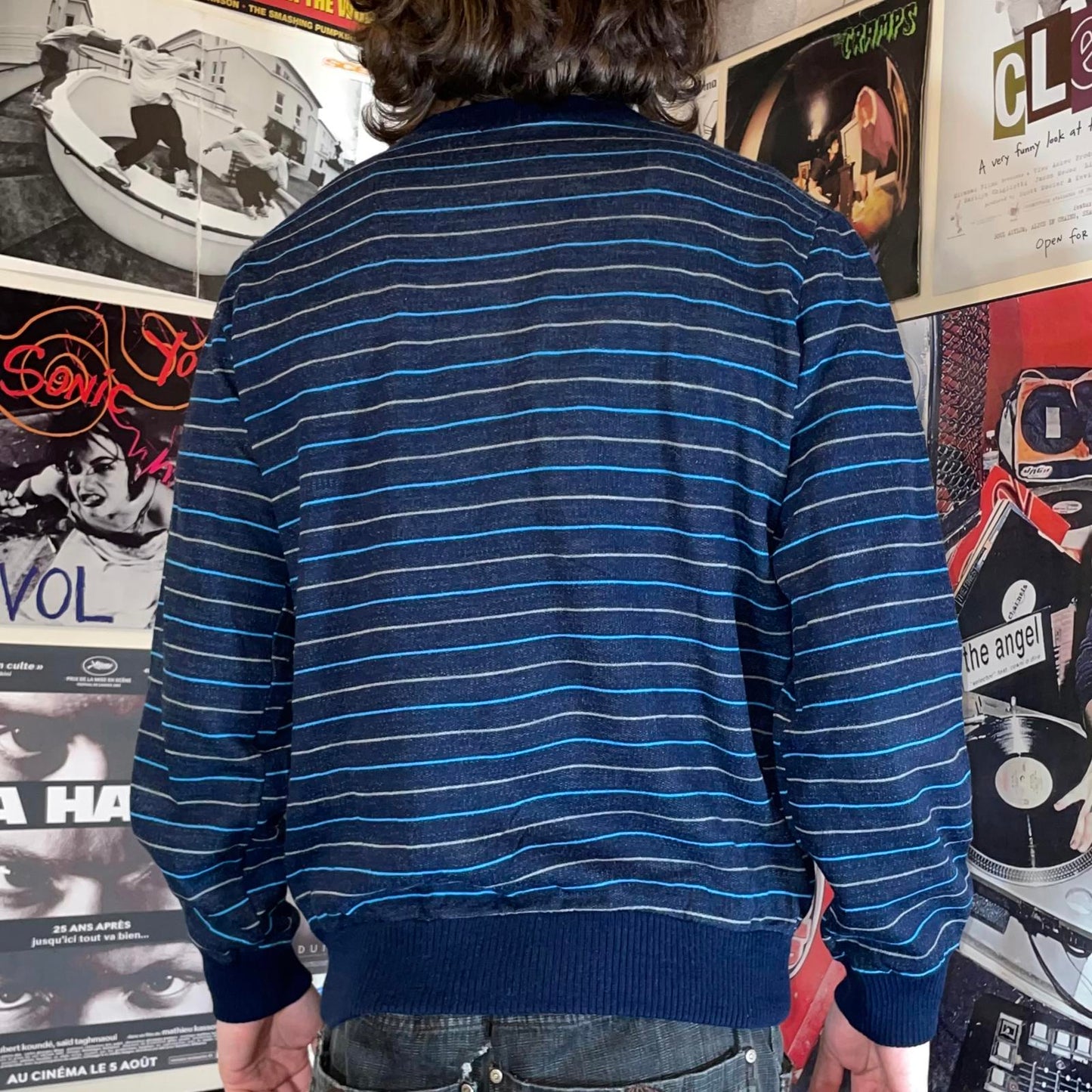 Adidas 90s Striped Knit Printed Jumper M