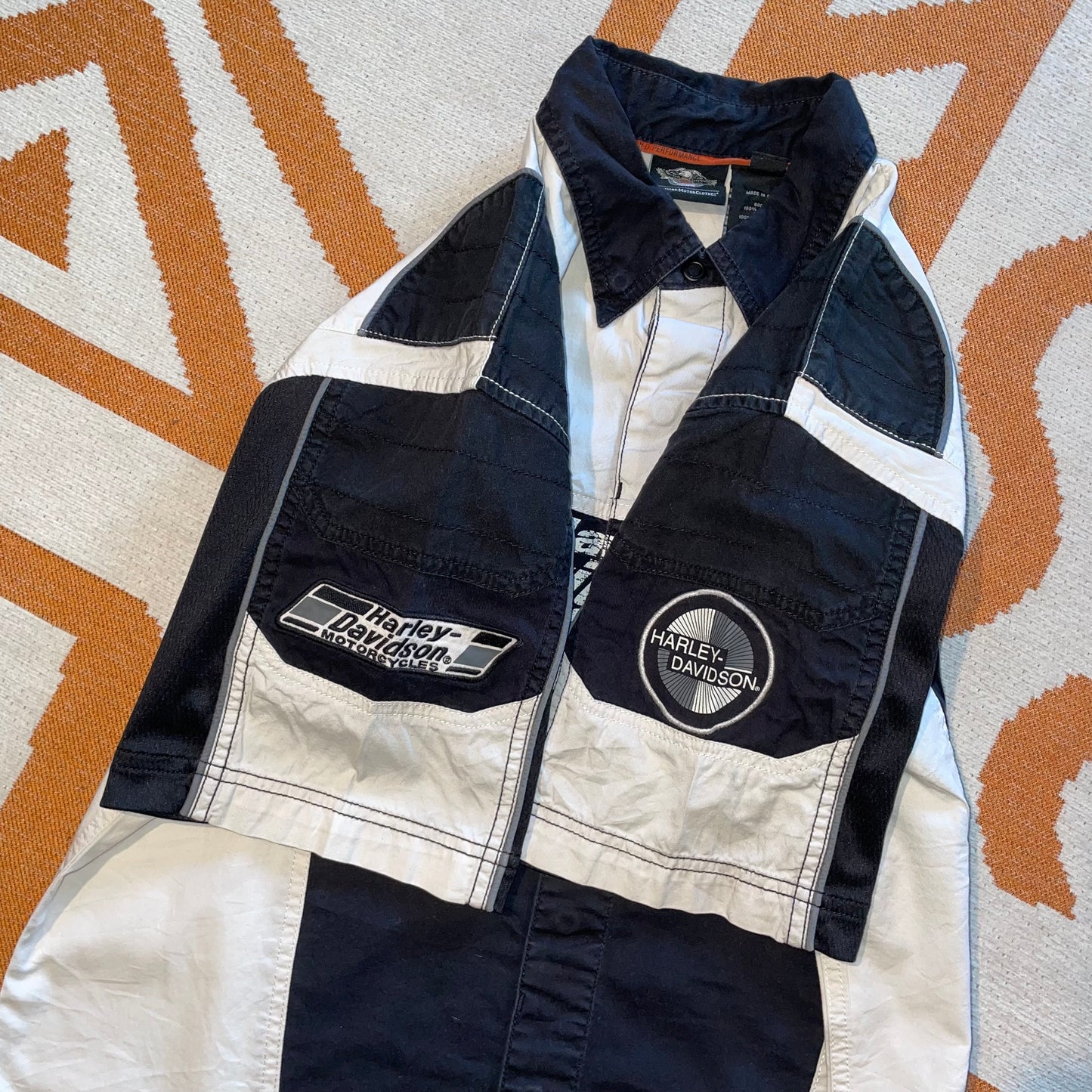 Harley Davidson 00s Printed Panelled Shirt M