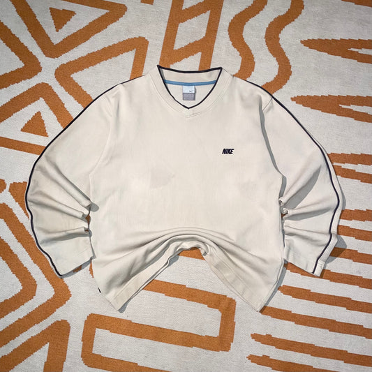 Nike 00s Embroidered Cream Sweatshirt S