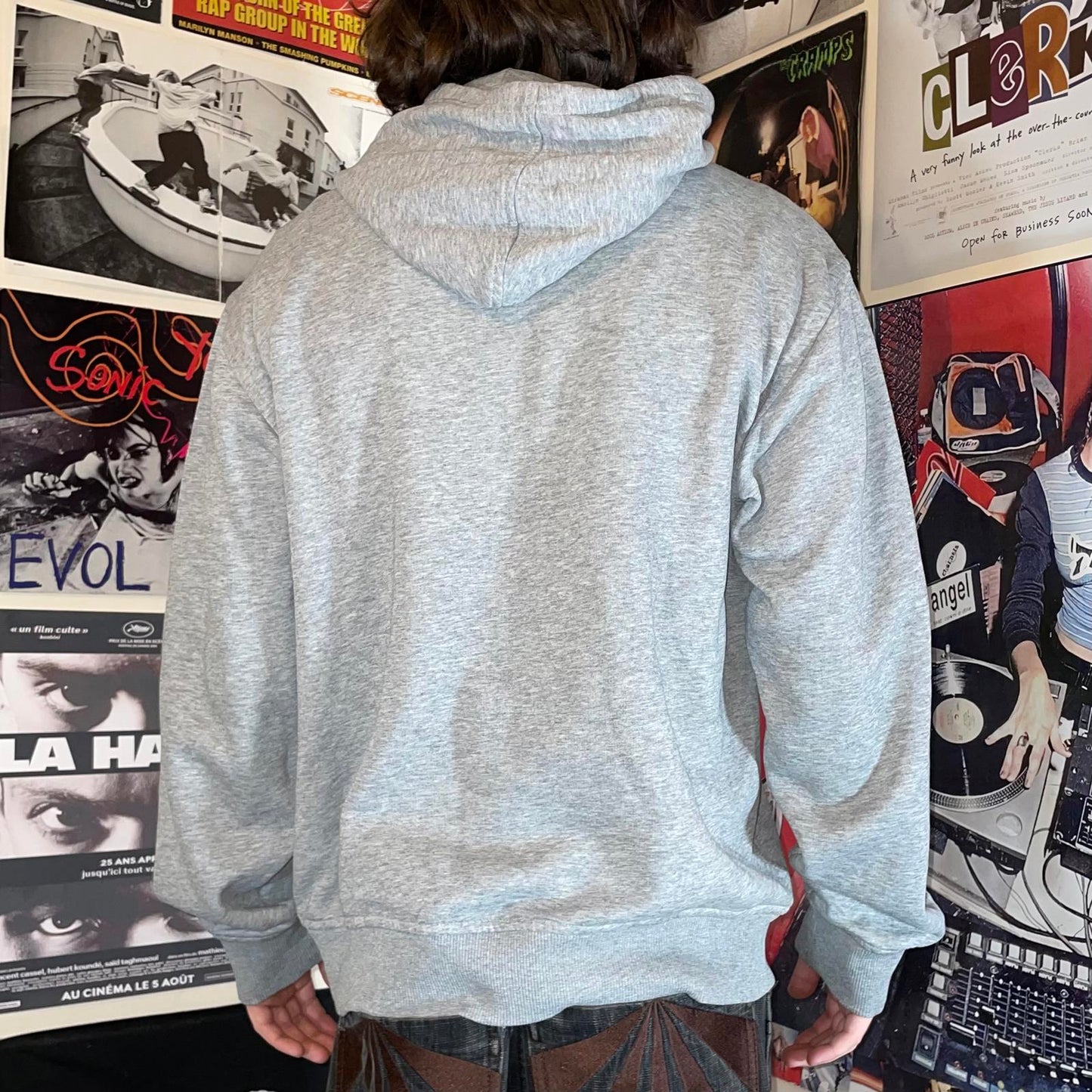 Quiksilver 00s Grey Logo Print Hoodie XL