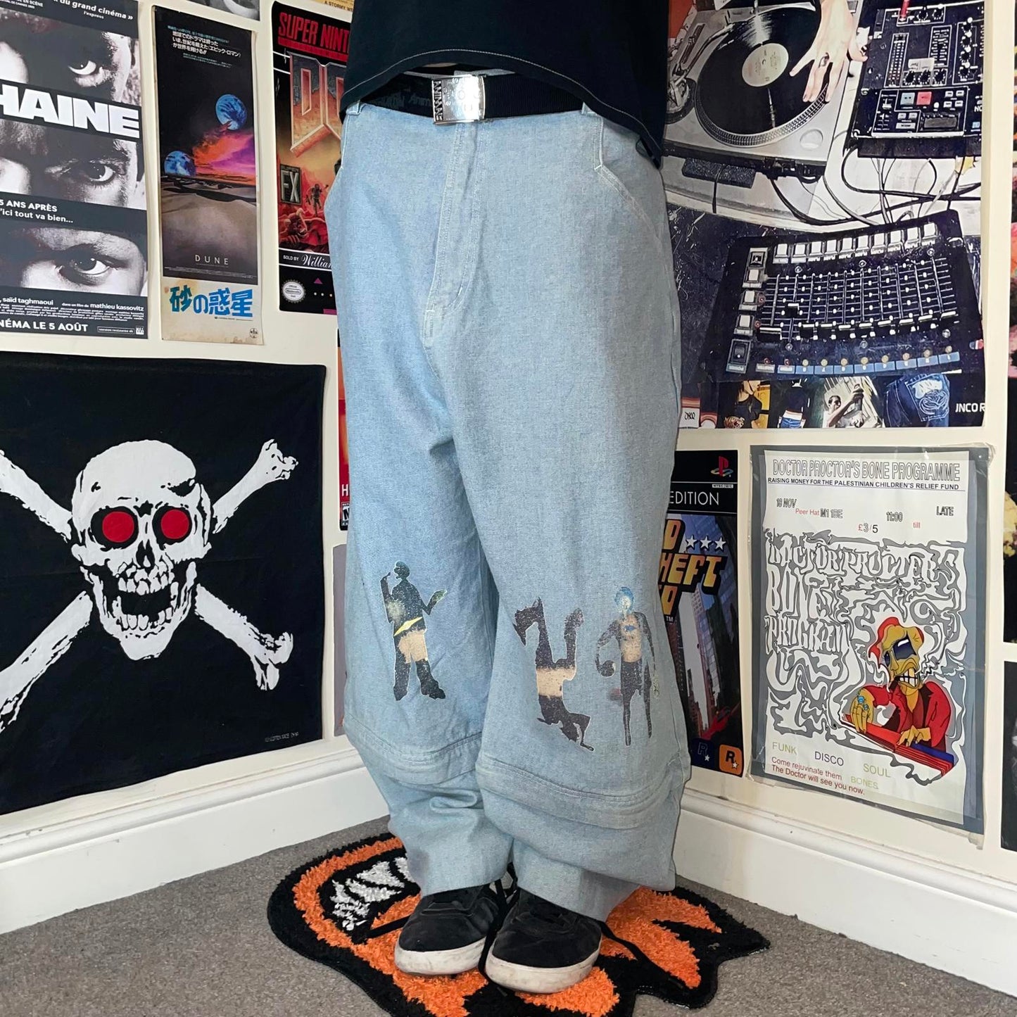 Zodum 90s Zipoff Printed Breakdance Jeans 42x32
