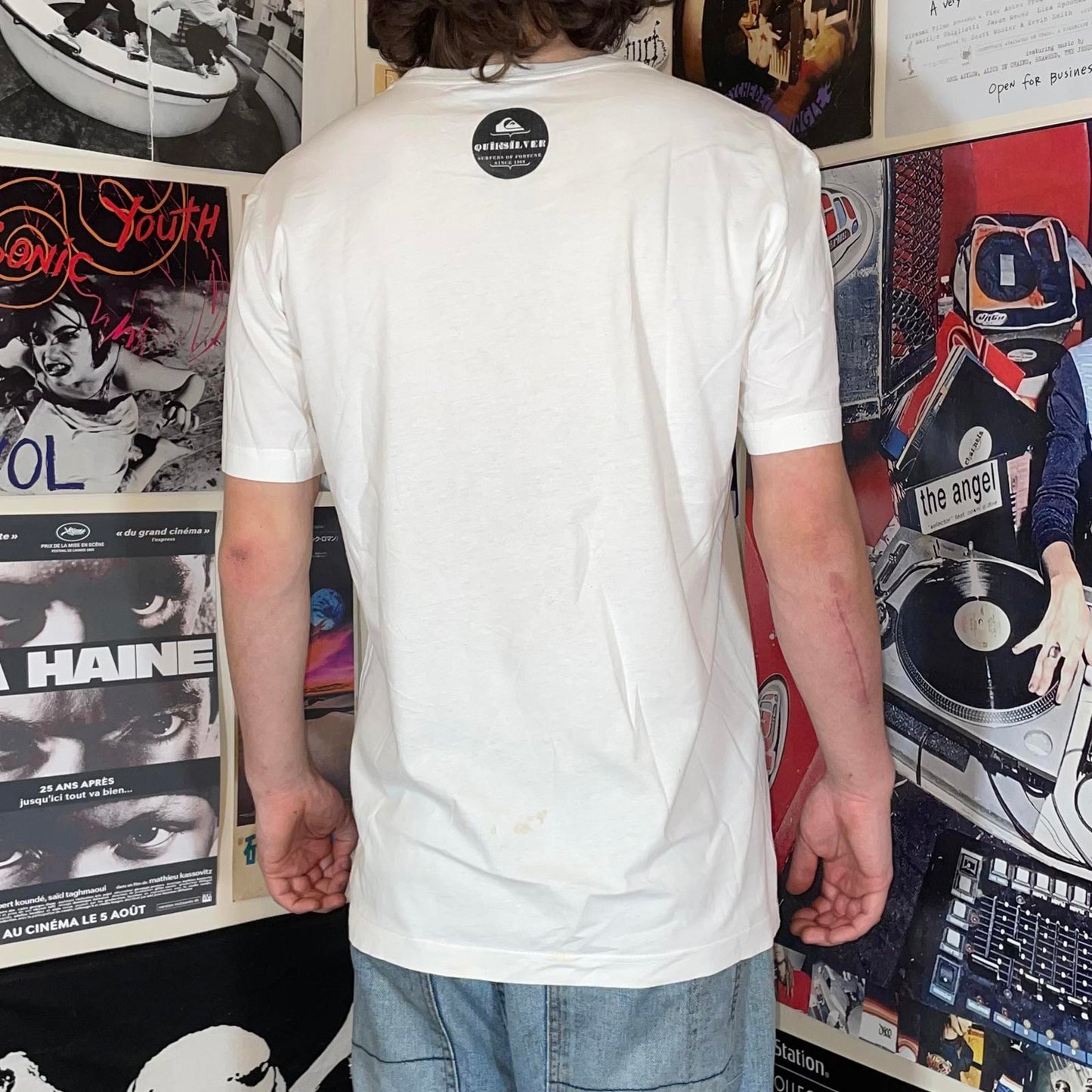 Quiksilver 00s Collage Art Graphic T-Shirt XL