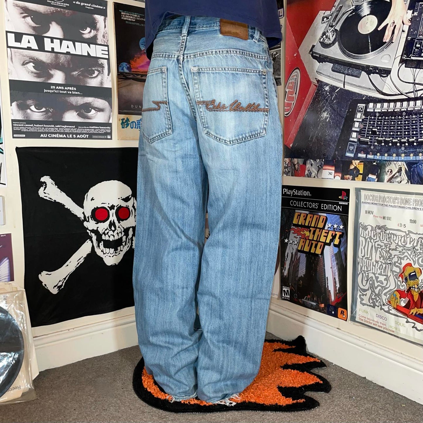 Ecko Unltd. 00s Embroidered Baggy Light Blue Denim Jeans 31x32