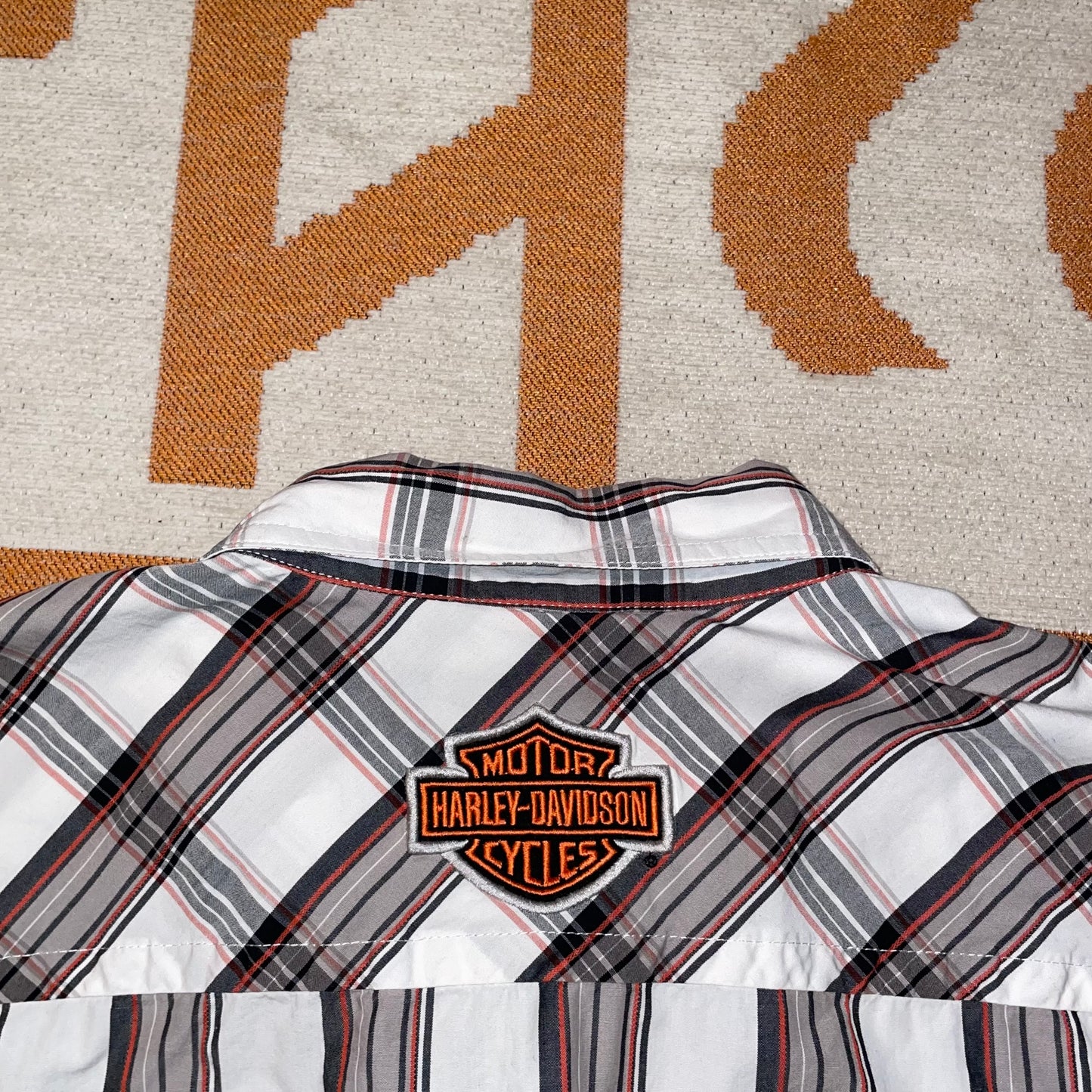 Harley Davidson 00s Plaid Embroidered ‘Racing’ Shirt M