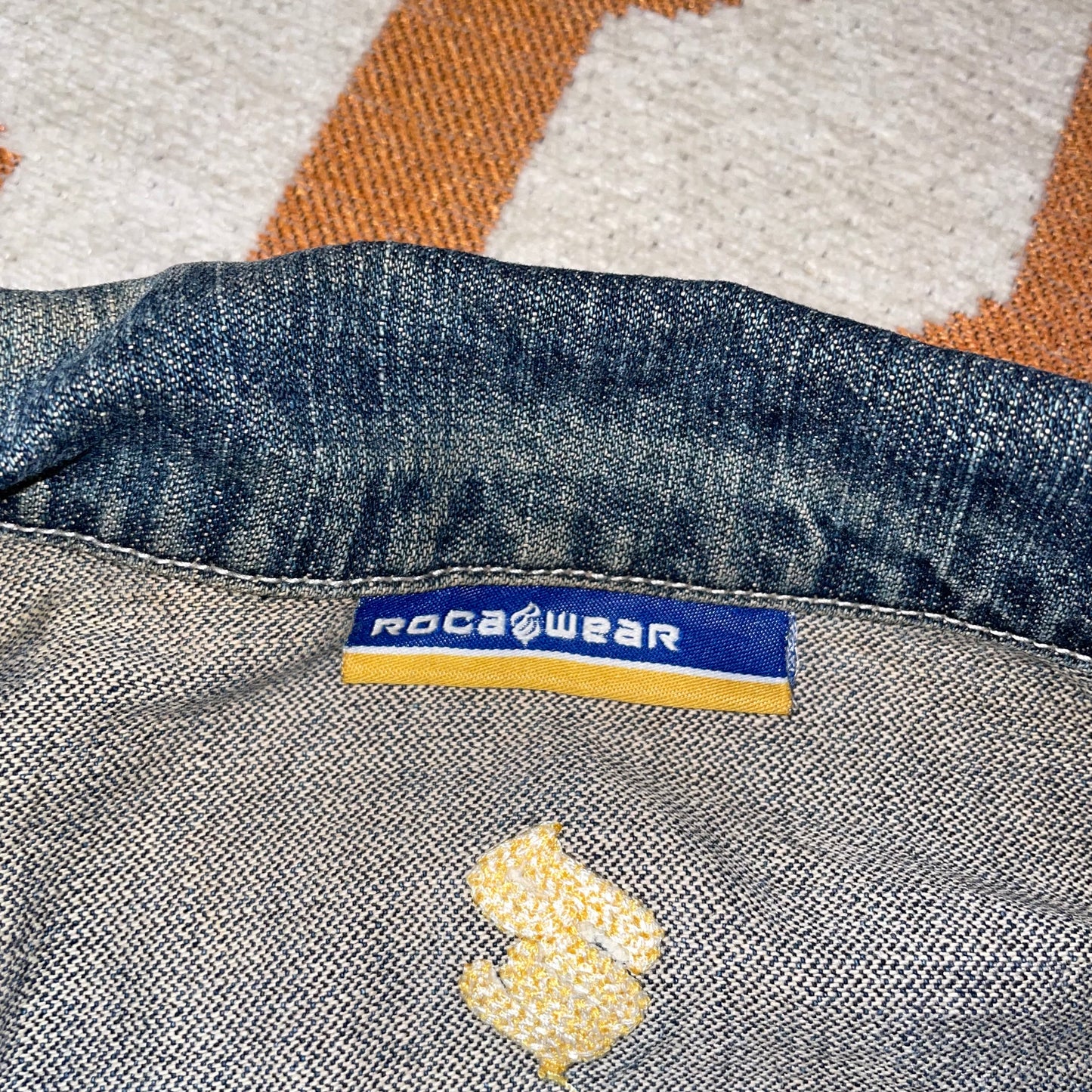 Rocawear 00s Denim Embroidered Jacket XL