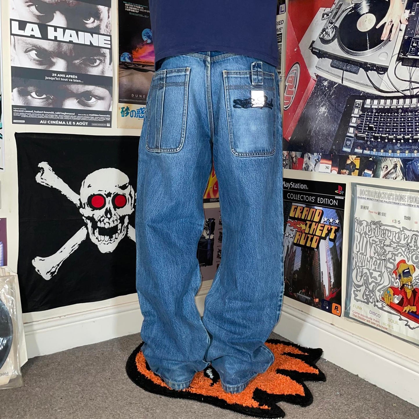 Sir Benni Miles 90s Embroidered Reflective Blue Jeans 31x32