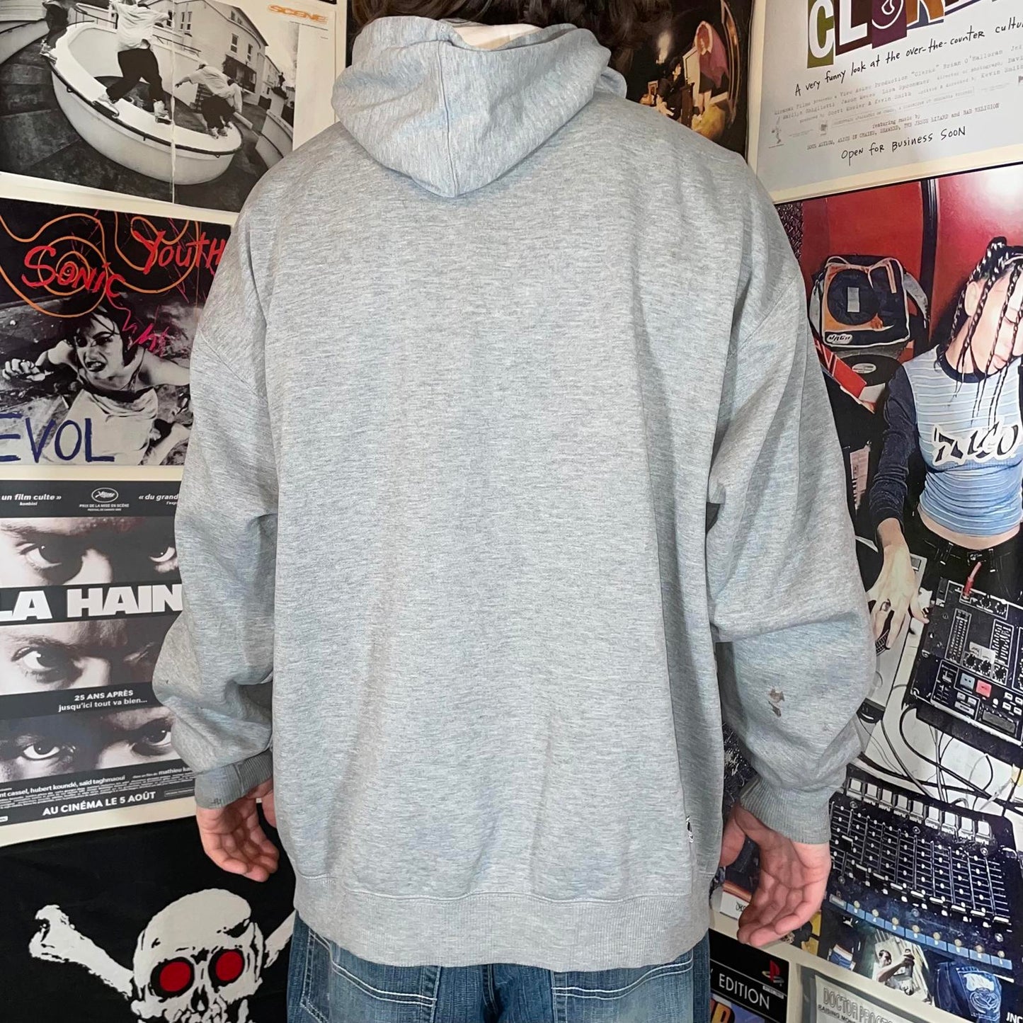 Billabong 90s Embroidered Spell-Out Grey Hoodie XL