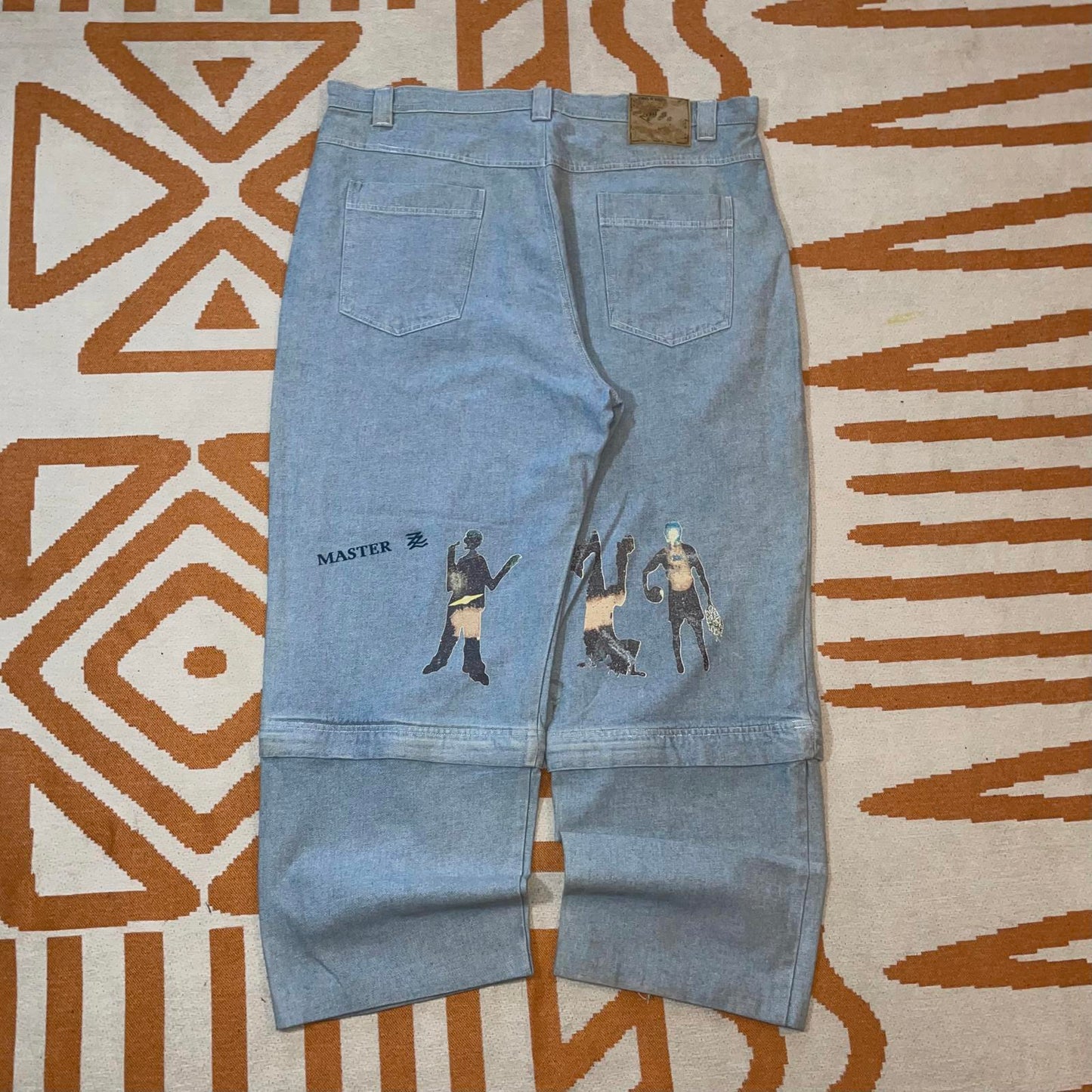 Zodum 90s Zipoff Printed Breakdance Jeans 42x32