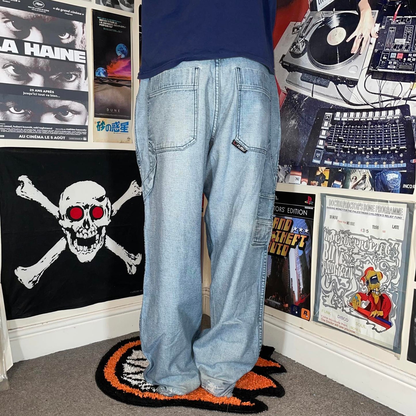 Fubu 90s Baggy Light Blue Denim Carpenter Jeans 36x34