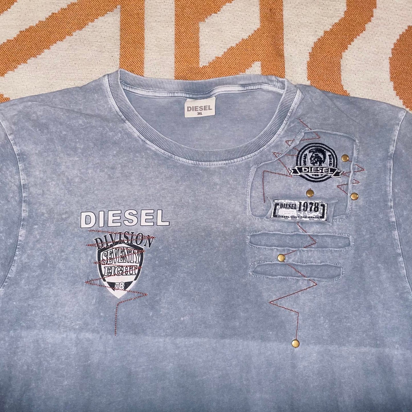 Diesel 00s Embroidered Dyed T-Shirt 3XL