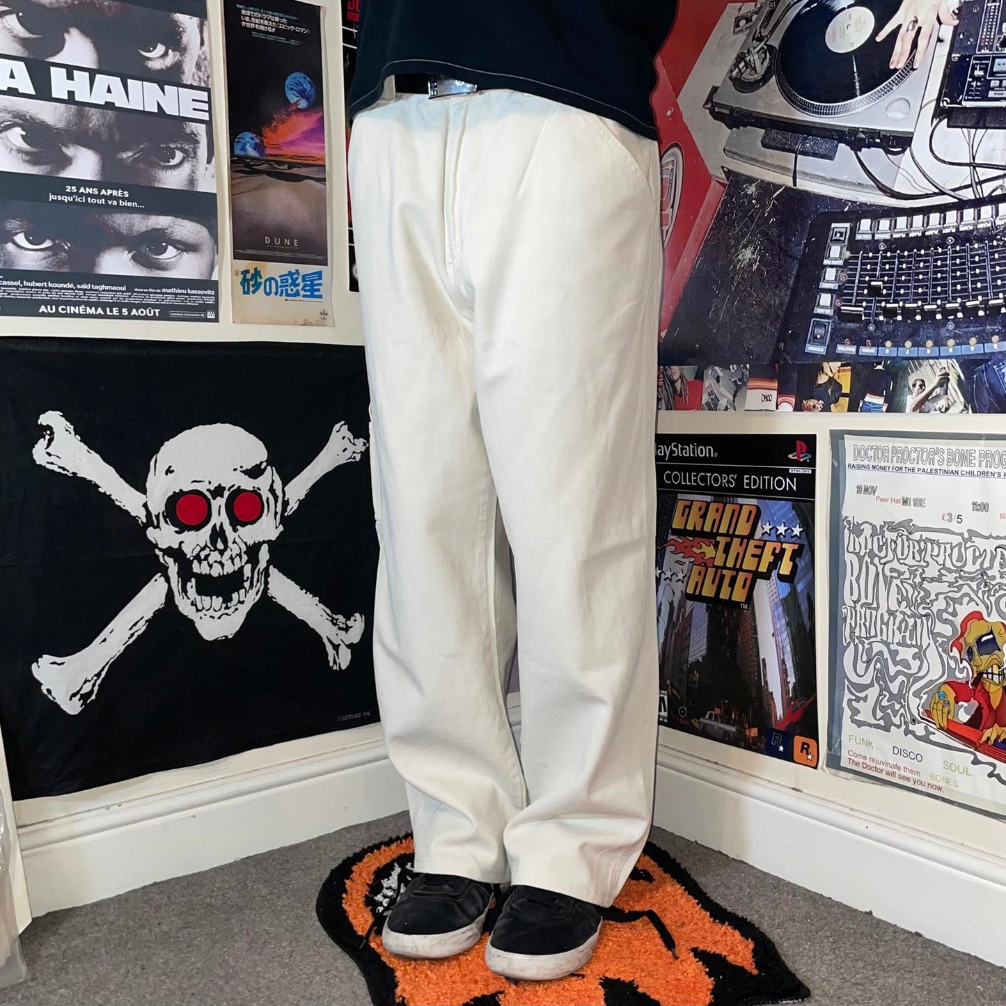 Quiksilver 00s Cream Embroidered Pants 36x30