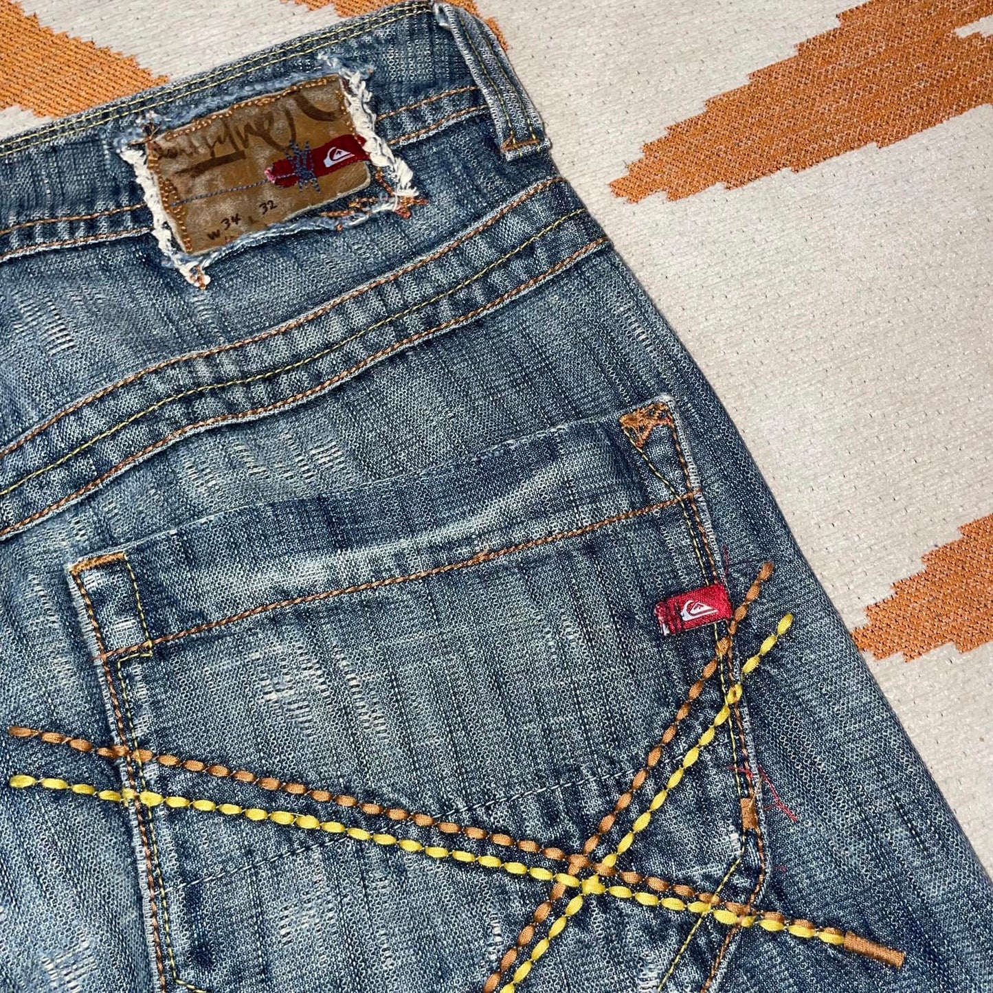 Quiksilver 00s Distressed Surf Jeans 34x32