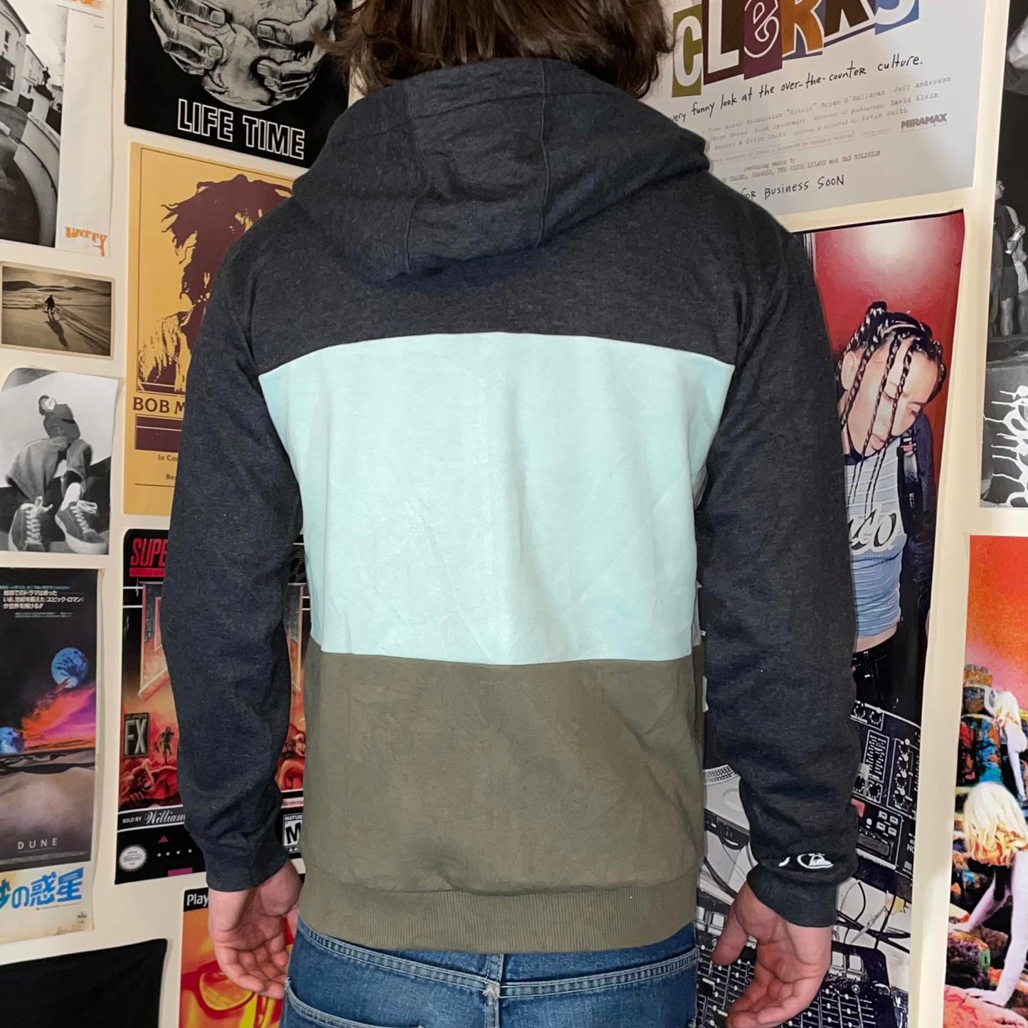 Quiksilver 00s Panelled Zip Hoodie 16/XL