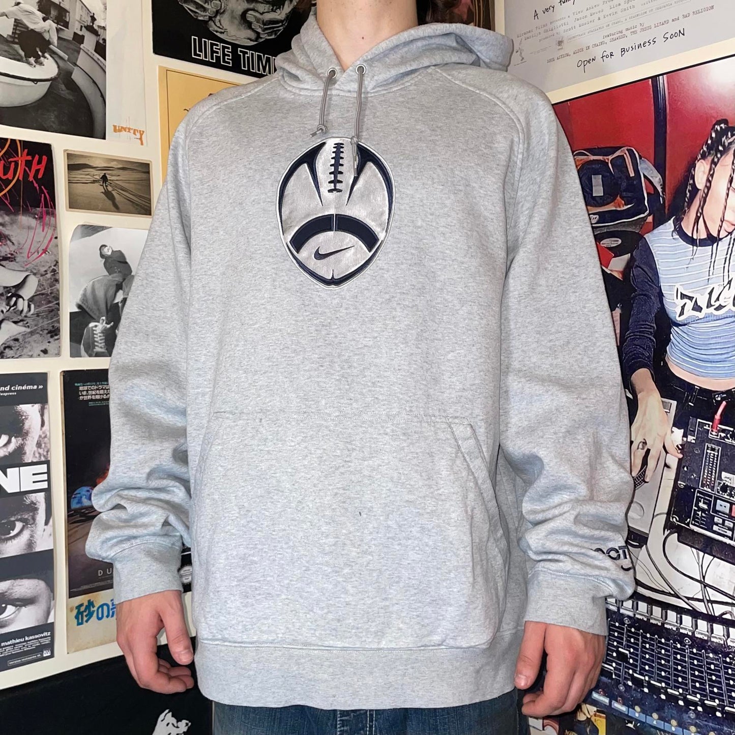 Nike 00s NFL Embroidered Grey Hoodie XL