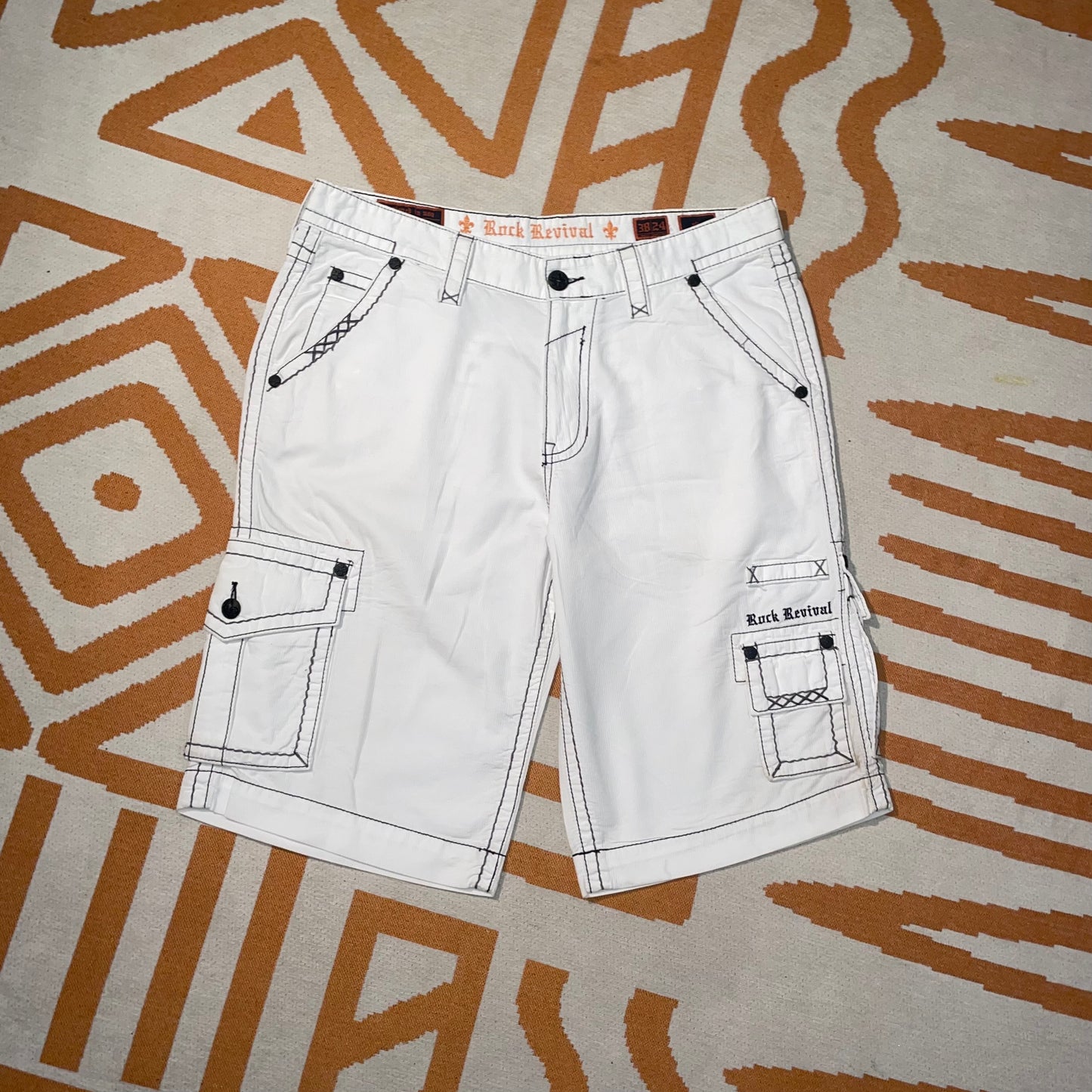 Rock Revival 00s Embroidered Cargo Shorts 38x13