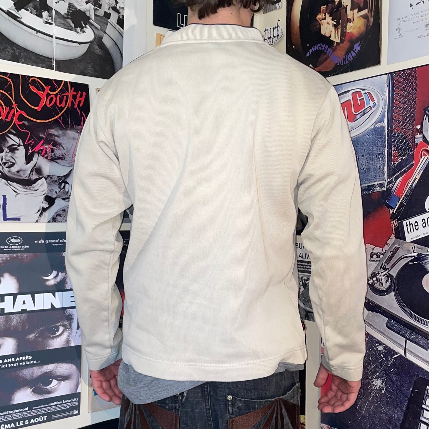 Nike 00s Embroidered Cream Sweatshirt S