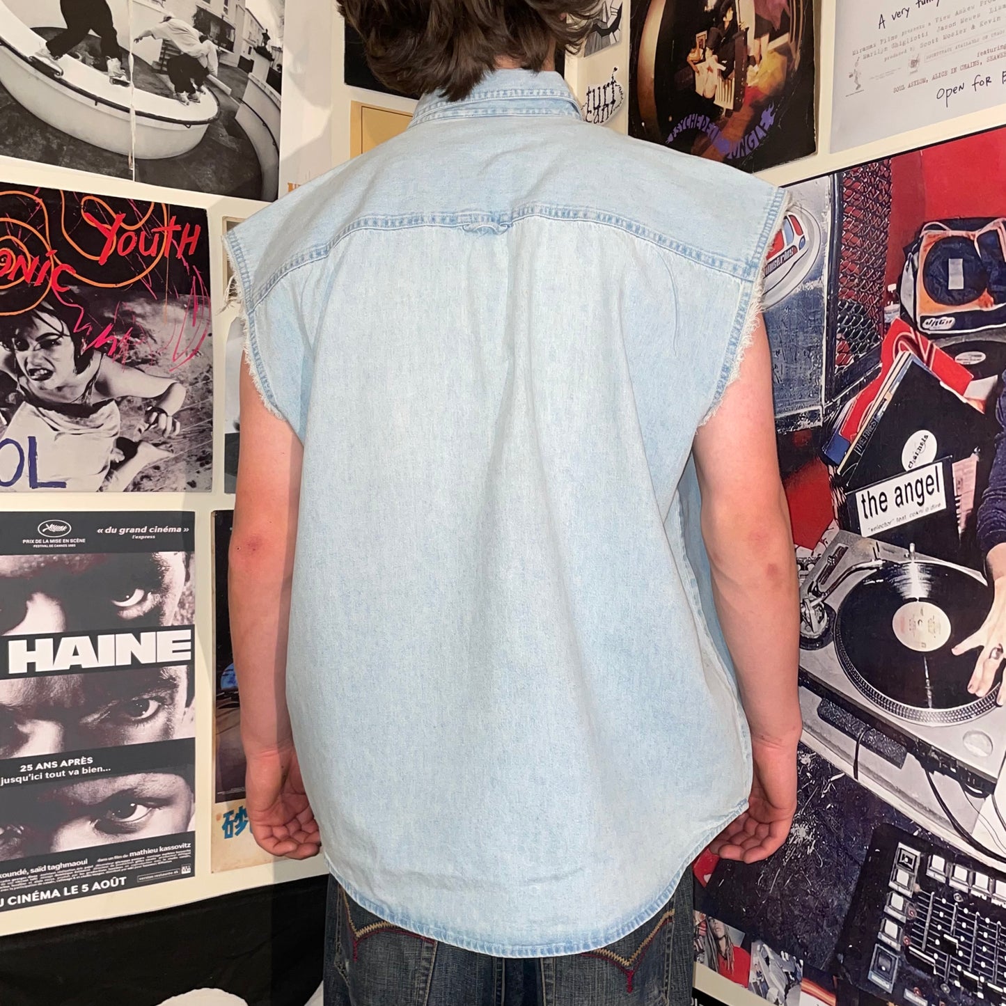 Harley Davidson 00s Denim ‘Police’ Gilet L