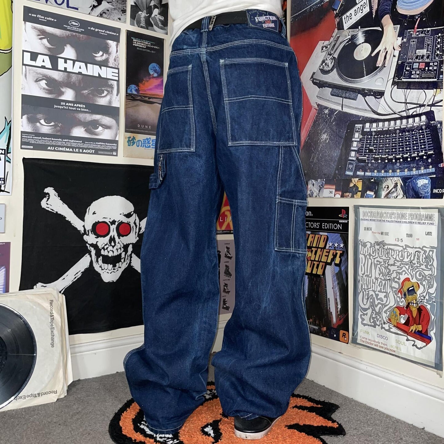 Function & Future 00s Baggy Blue Denim Carpenter Jeans 36x33