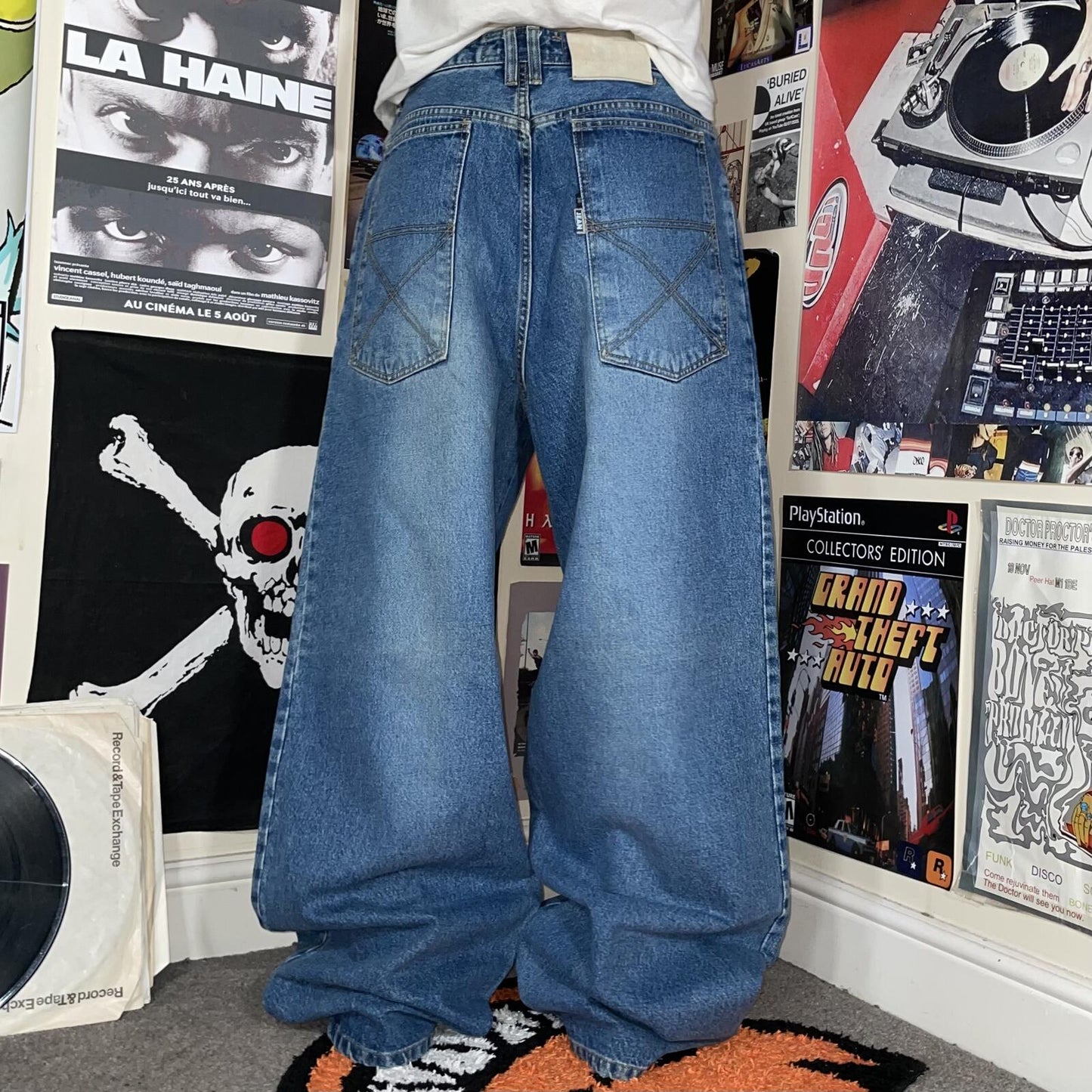 Jean Point 00s ‘Hippie Casual’ Baggy Blue Jeans 36x34