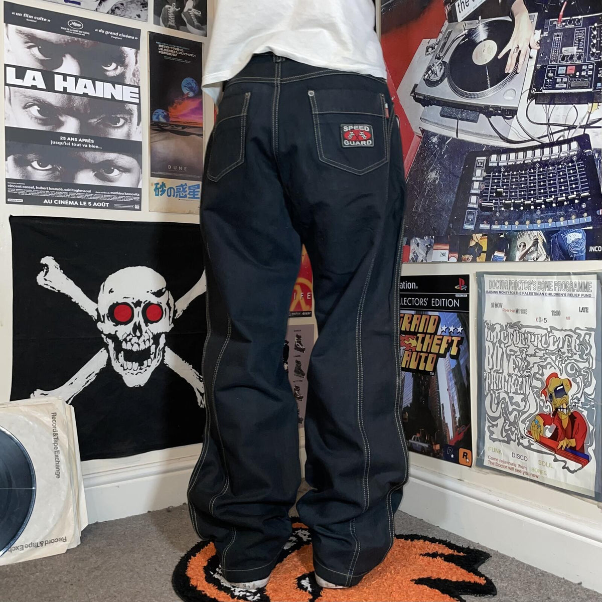 Fubu 00s Embroidered Racing Black Jeans 32x32
