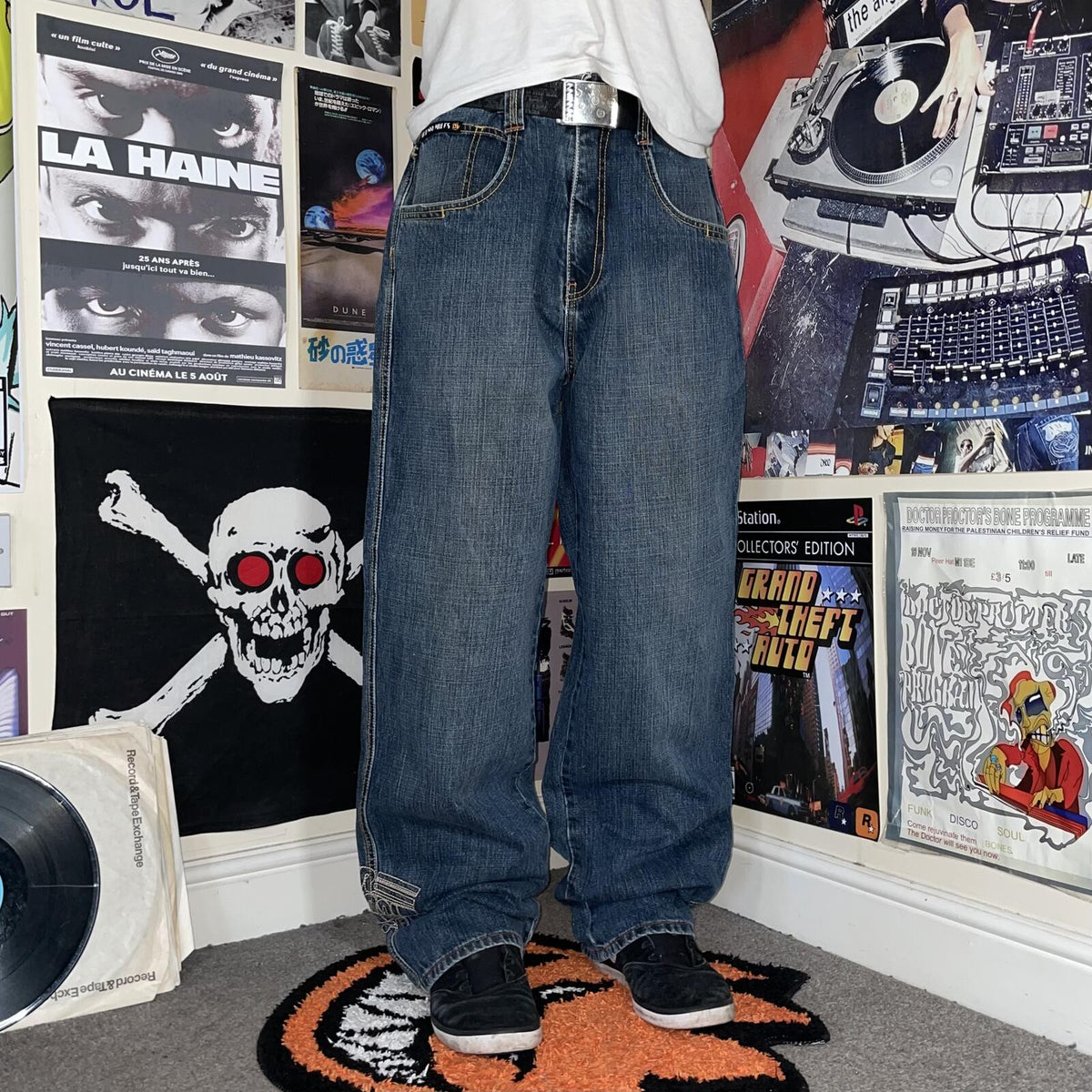 Sir Benni Miles 00s Printed/Embroidered Baggy Jeans 34x33