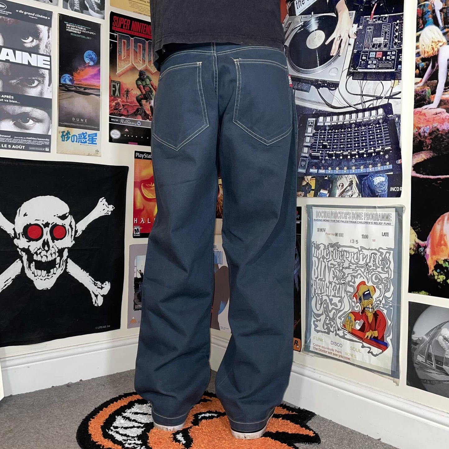 Vans 90s Embroidered Baggy Grey Trousers 30x32