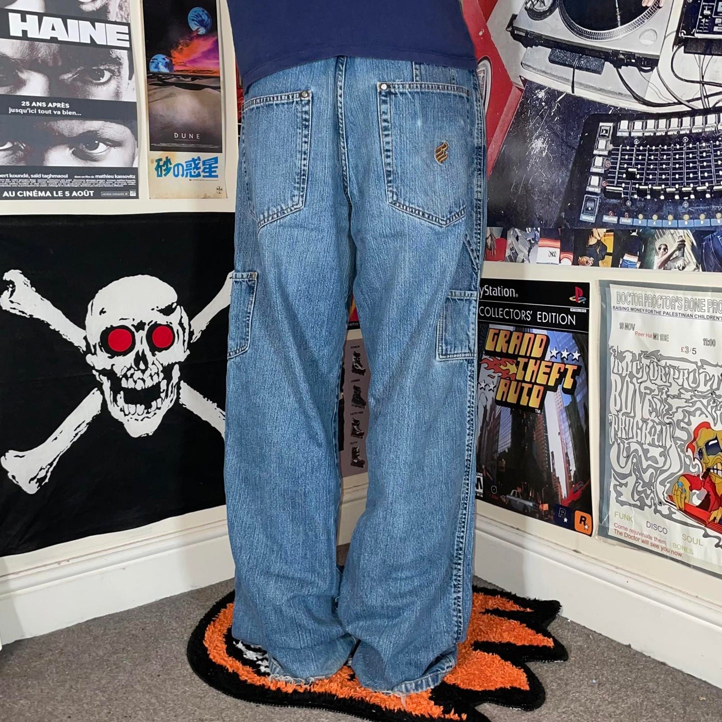 Rocawear 00s Embroidered Baggy Blue Jeans 36x34