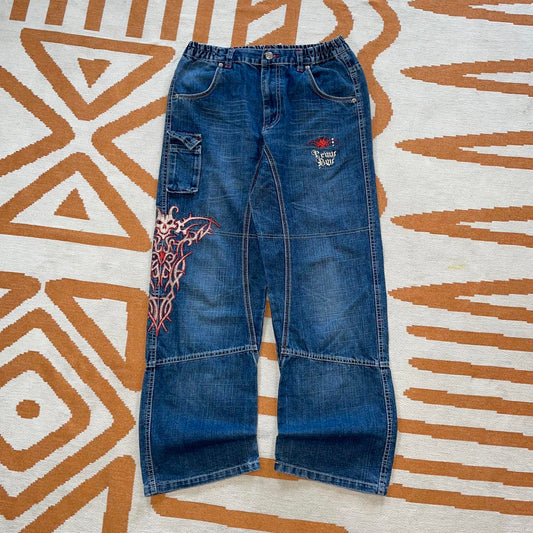 Femy Boy 90s Tribal Embroidered Jeans 28x30