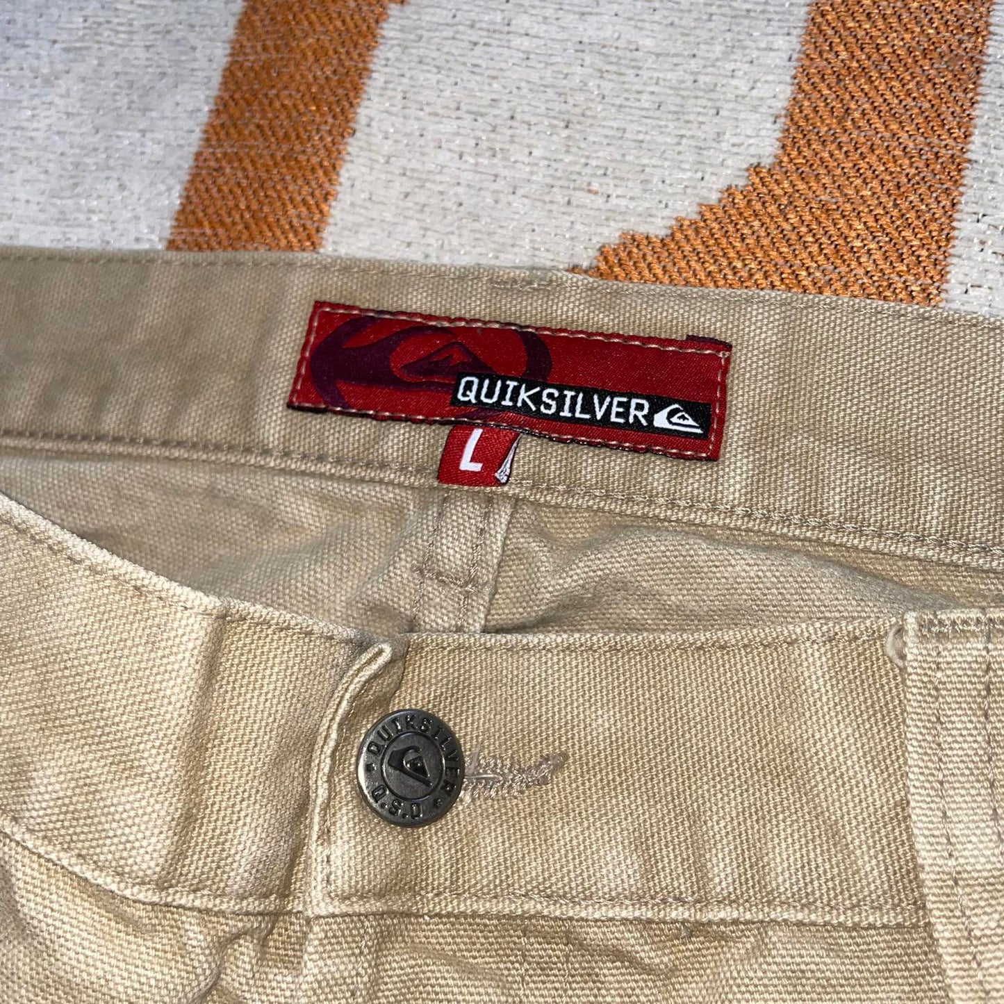 Quiksilver 00s Tan Embroidered Jeans 32x30