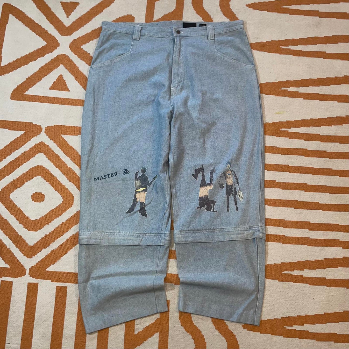 Zodum 90s Zipoff Printed Breakdance Jeans 42x32