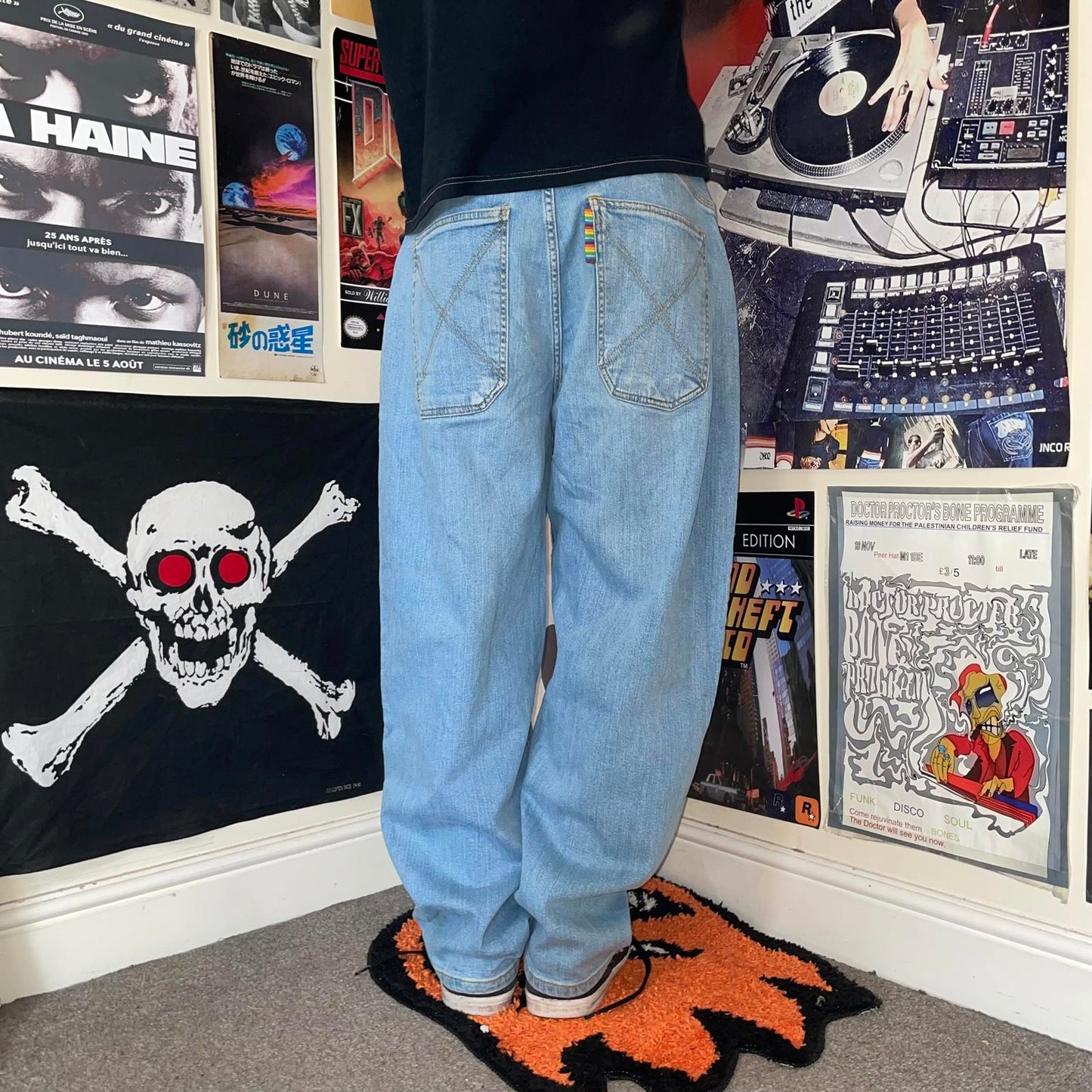 Homeboy 00s Embroidered Baggy Jeans 28x30