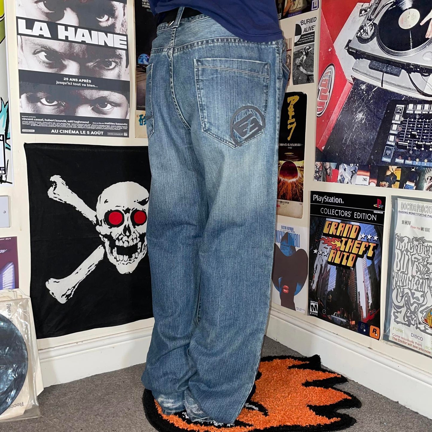 Enyce 00s Embroidered Blue Denim Jeans 36x34