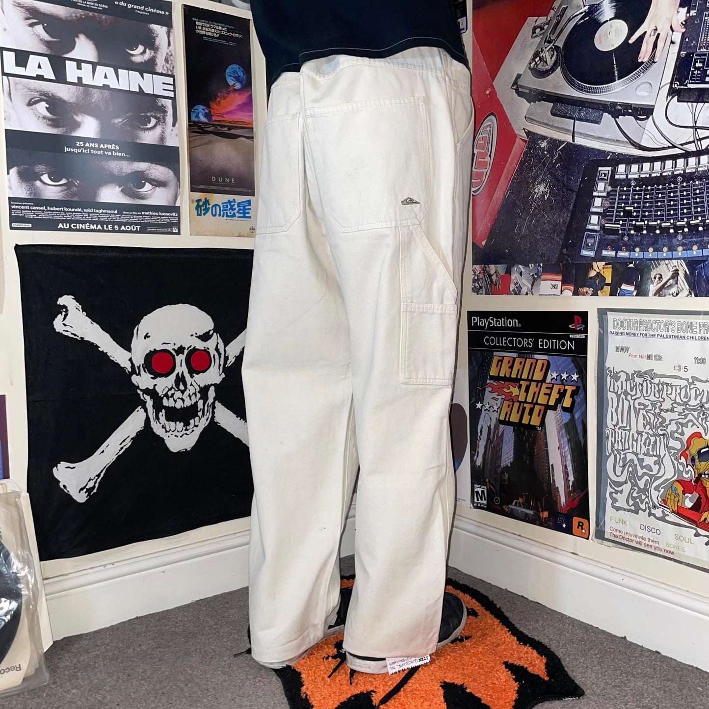 Quiksilver 00s Cream Embroidered Pants 36x30