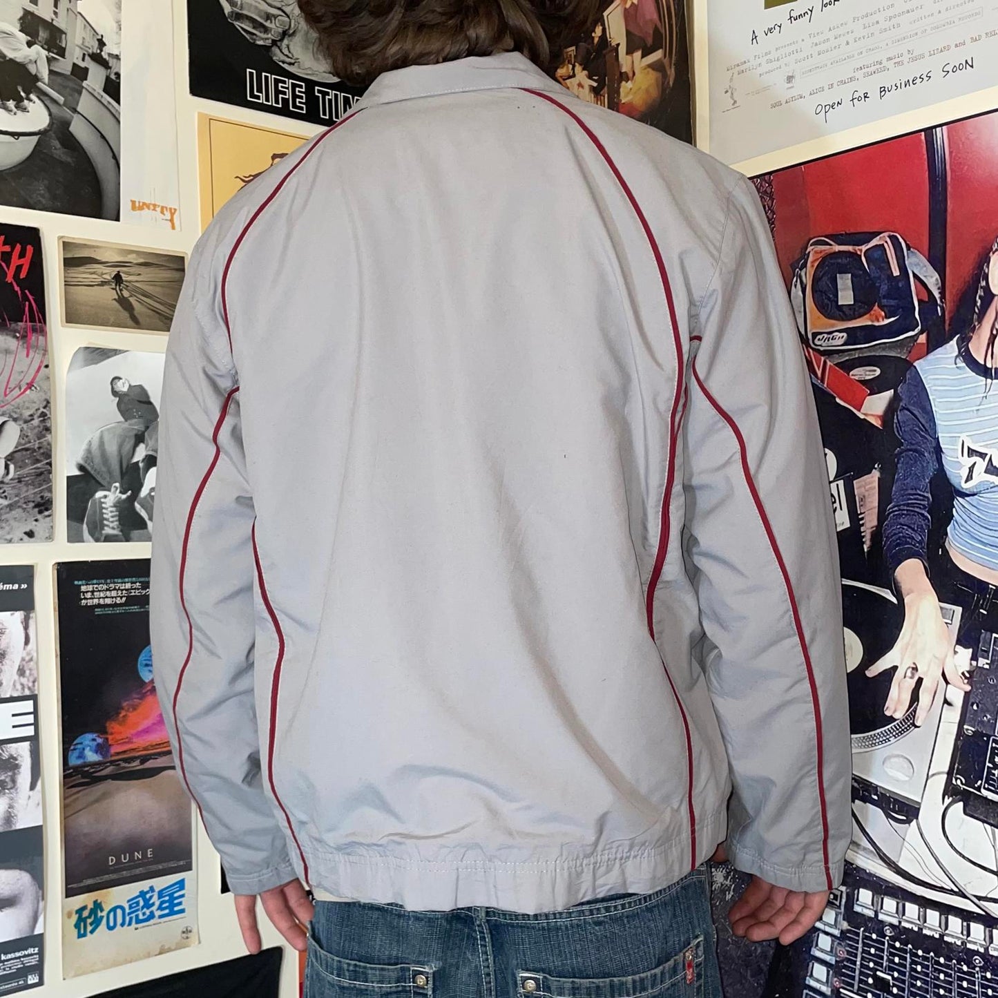 Nike 00s Grey/Red Track Jacket M