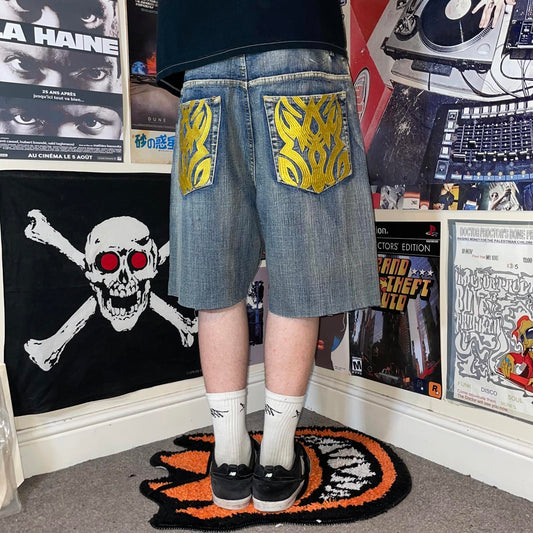 Risk 00s Embroidered Baggy Jorts 36x10