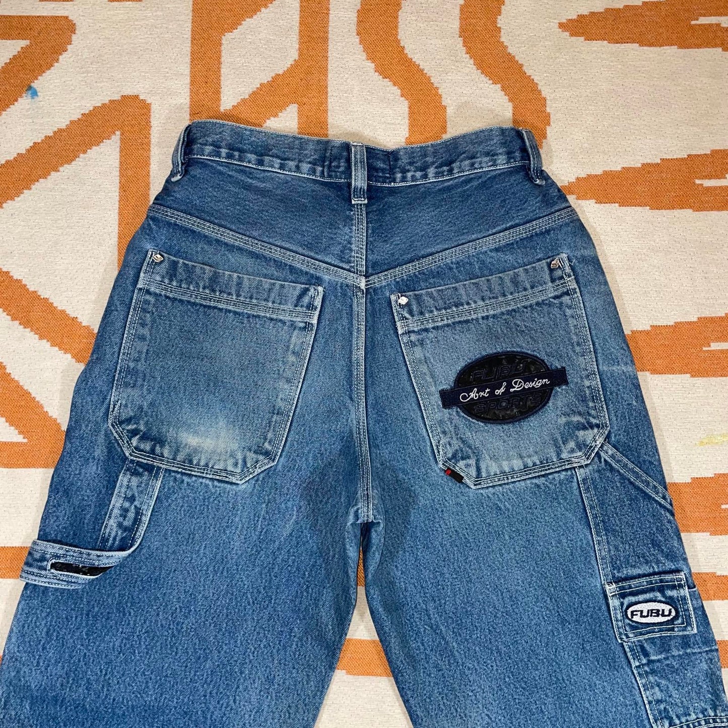 Fubu 90s Embroidered Baggy Denim Blue Jeans 32x32