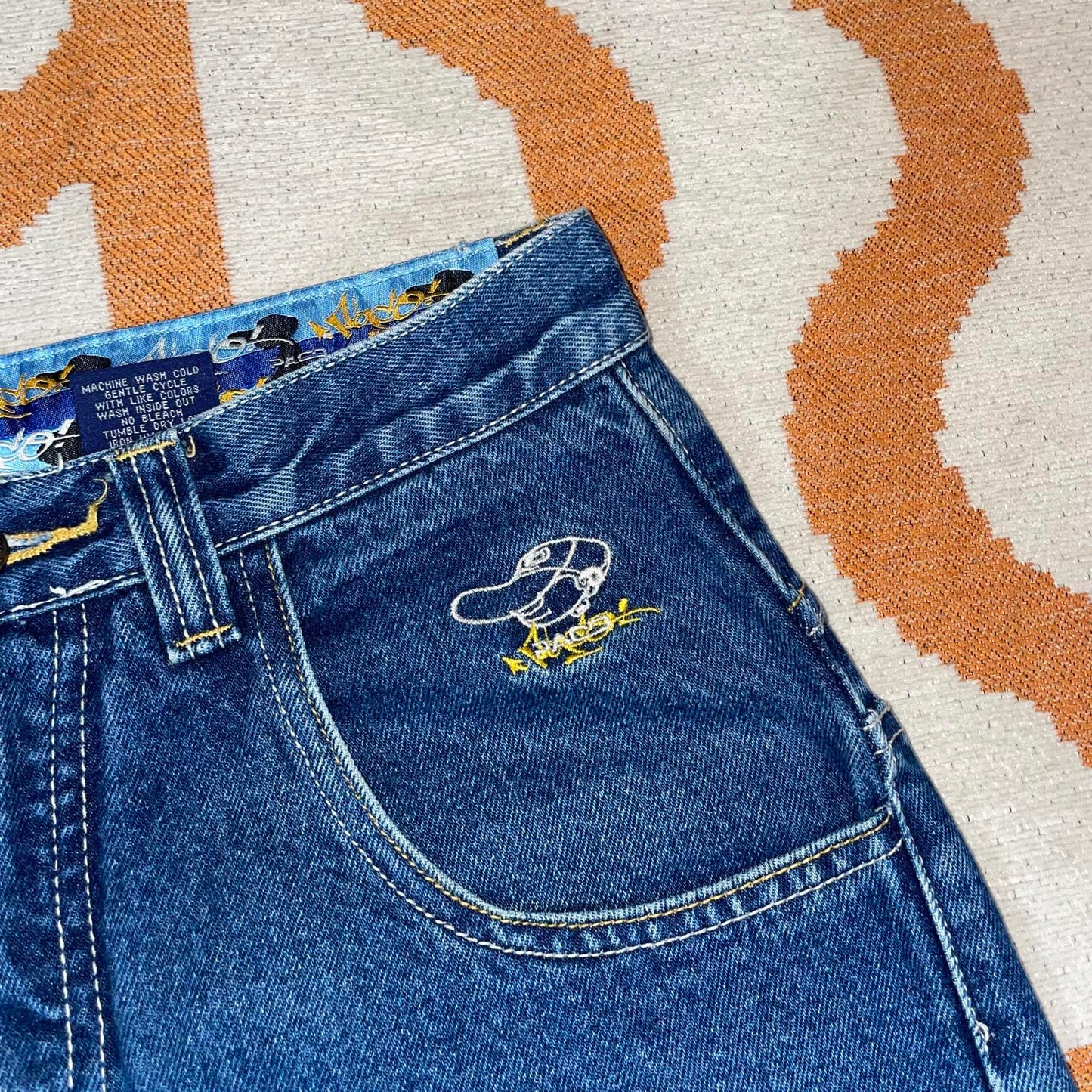 Paco Sport 90s Embroidered Character Denim Blue Jeans 27x30