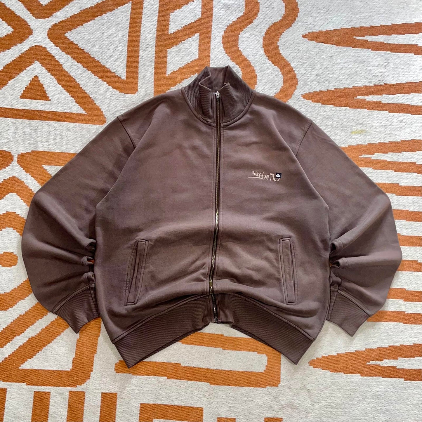 Quiksilver 00s Embroidered Brown Track Jacket L
