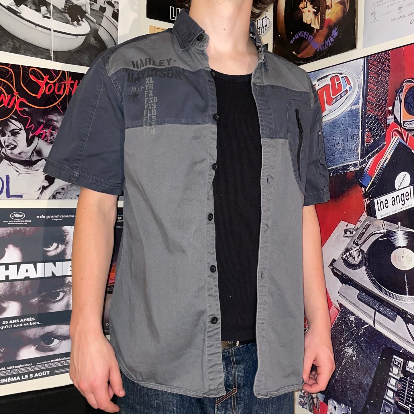Harley Davidson 00s Printed ‘Army’ Shirt M