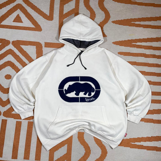 Ecko Unltd. 90s Embroidered Rhino White Hoodie L