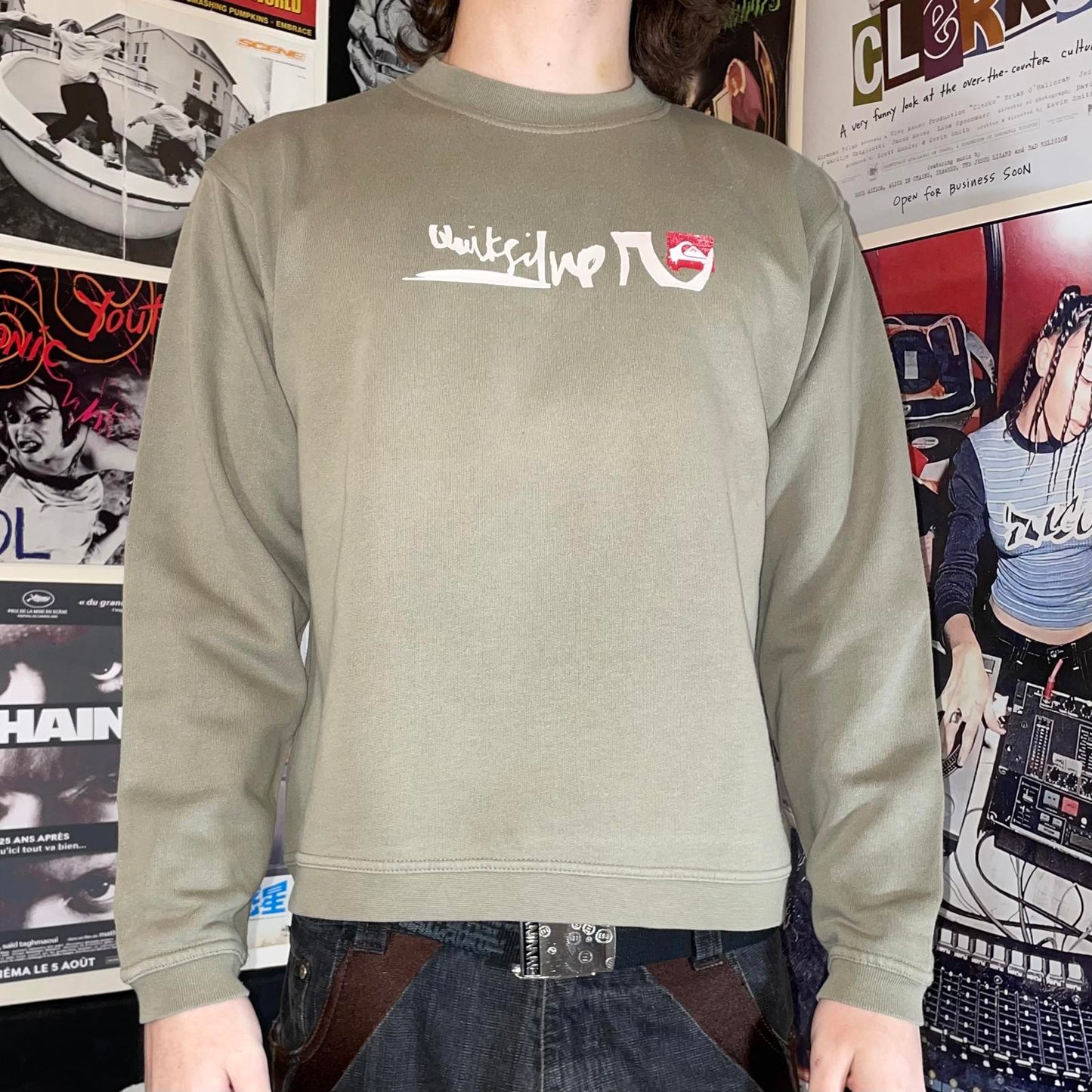 Quiksilver 00s Signature Print Beige Sweatshirt 16/S