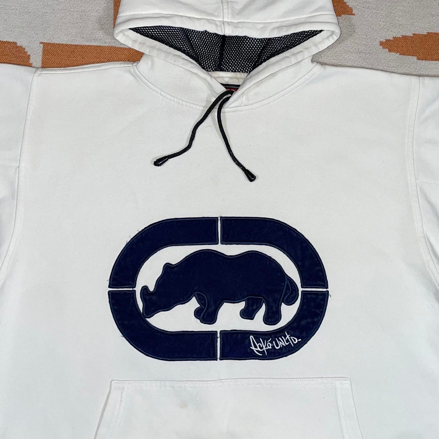 Ecko Unltd. 90s Embroidered Rhino White Hoodie L