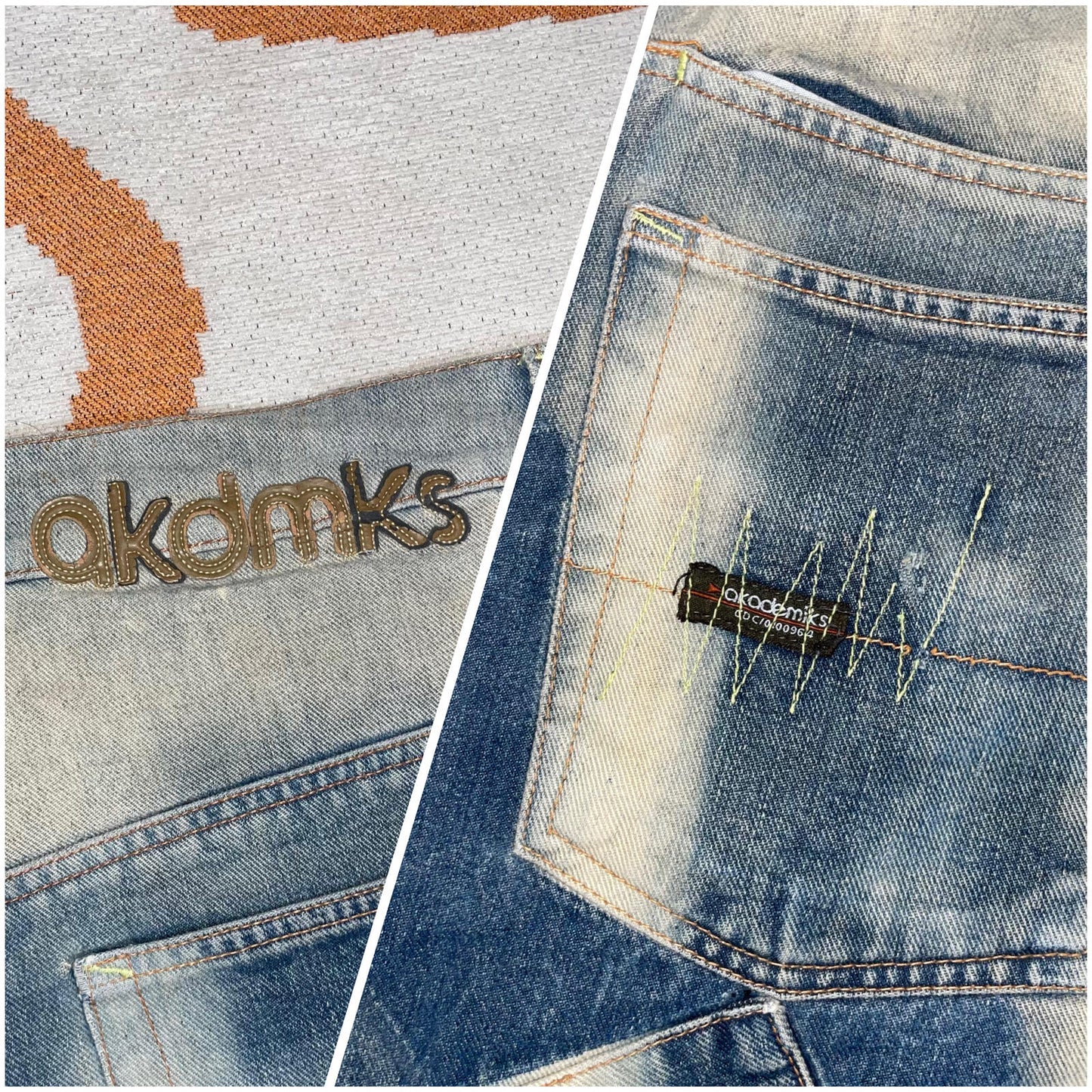 Akademiks 00s Patchwork Embroidered ‘Pockets’ Jeans 36x33